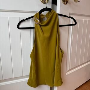 Zara Olive Green Halter Top Gold Metal Detail